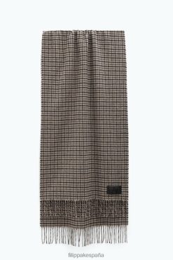 accesorio 262DTJ415 cheque marrón oscuro unisexo Filippa K bufanda de lana a cuadros