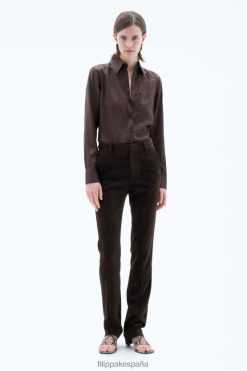 vestir 262DTJ120 chocolate negro mujer Filippa K pantalones ajustados de piel de topo
