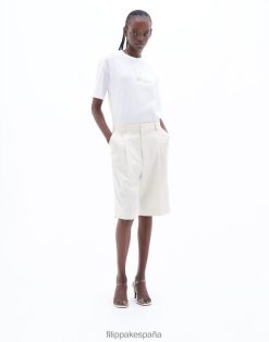 vestir 262DTJ124 blanco hueso/rayas blancas mujer Filippa K shorts holgados a rayas diplomáticas