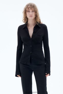 vestir 262DTJ129 negro mujer Filippa K camisa de punto tipo waffle
