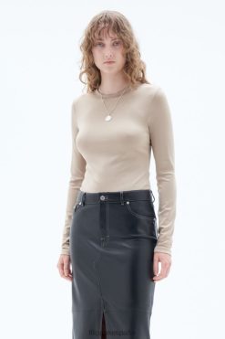 vestir 262DTJ131 arena beige mujer Filippa K top de manga larga brillante