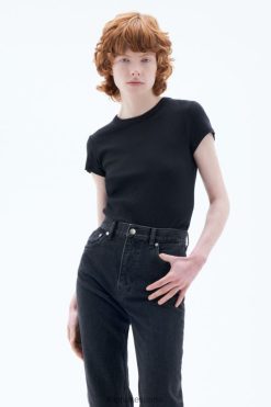 vestir 262DTJ133 negro mujer Filippa K camiseta de canalé fino