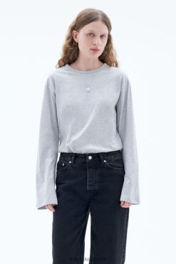 vestir 262DTJ137 Mel gris claro. mujer Filippa K top de manga larga de algodón