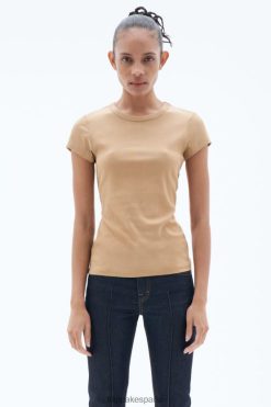 vestir 262DTJ139 arena beige mujer Filippa K camiseta de canalé fino