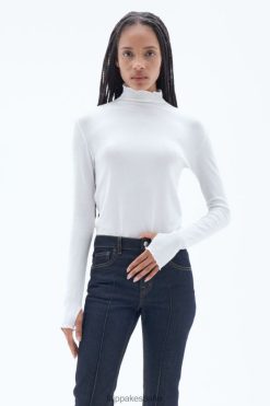 vestir 262DTJ151 blanco mujer Filippa K top de canalé con cuello alto