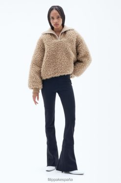 vestir 262DTJ16 arena beige mujer Filippa K chaqueta de piel sintética con media cremallera