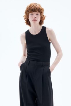 vestir 262DTJ171 negro mujer Filippa K camiseta de canalé fino