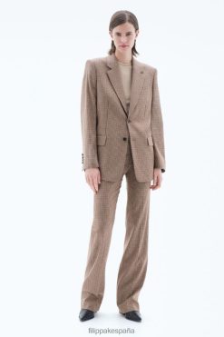 vestir 262DTJ183 beige arena/cuadros marrón mujer Filippa K blazer con botonadura simple