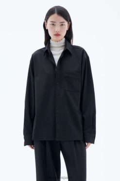 vestir 262DTJ192 negro unisexo Filippa K camisa de sarga de lana