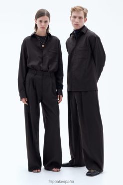 vestir 262DTJ201 marron oscuro unisexo Filippa K camisa de sarga de lana