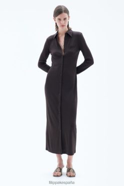 vestir 262DTJ210 chocolate negro mujer Filippa K vestido camisero de punto