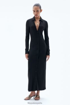 vestir 262DTJ211 negro mujer Filippa K vestido camisero de punto