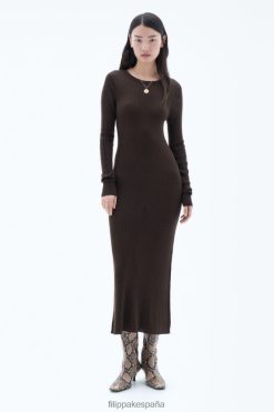 vestir 262DTJ213 chocolate oscuro/negro mujer Filippa K vestido de punto de canalé
