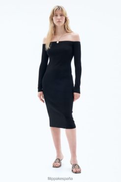 vestir 262DTJ214 negro mujer Filippa K vestido tejido con hombros descubiertos