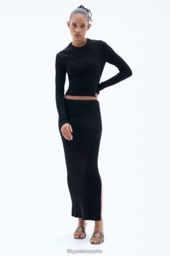 vestir 262DTJ228 negro mujer Filippa K falda de punto de canalé