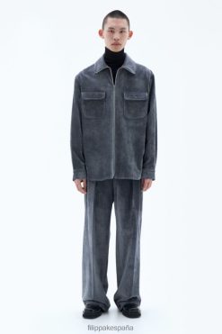 vestir 262DTJ252 humo verde hombres Filippa K camisa de pana aplastada con cremallera