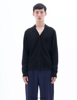 vestir 262DTJ271 negro hombres Filippa K camisa de punto de lino y algodón