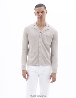vestir 262DTJ282 beige polvoriento hombres Filippa K camisa de punto de lino y algodón
