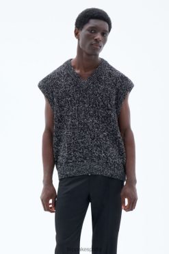vestir 262DTJ285 blanco negro hombres Filippa K chaleco de punto cuadrado