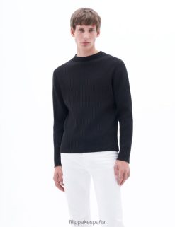 vestir 262DTJ294 negro hombres Filippa K suéter de canalé chapado