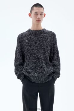 vestir 262DTJ295 blanco negro hombres Filippa K suéter de punto cuadrado