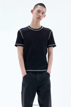 vestir 262DTJ298 negro hombres Filippa K camiseta de canalé de algodón