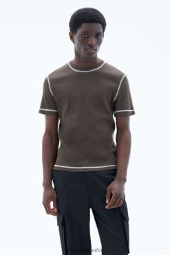 vestir 262DTJ306 bosque verde hombres Filippa K camiseta de canalé de algodón