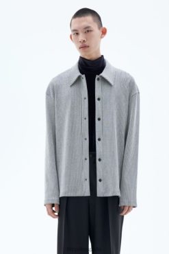 vestir 262DTJ312 gris perla/negro hombres Filippa K cárdigan de canalé grueso