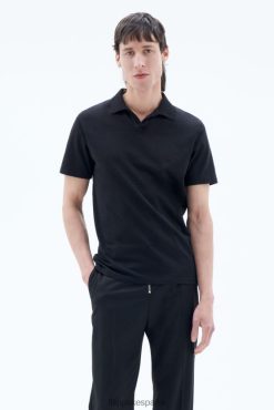 vestir 262DTJ324 negro hombres Filippa K camiseta tipo polo de algodón elástico