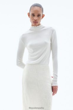 vestir 262DTJ32 Blanco como la nieve mujer Filippa K top simulado de lana transparente