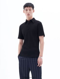 vestir 262DTJ341 negro hombres Filippa K polo de canalé