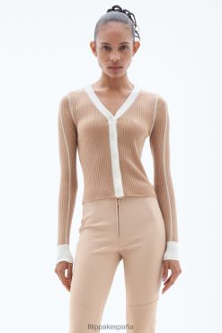 vestir 262DTJ35 camello/blanco mujer Filippa K cárdigan de canalé ligero