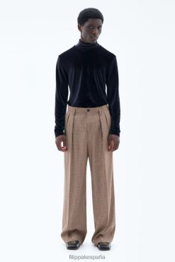 vestir 262DTJ361 beige arena/cuadros marrón hombres Filippa K pantalones anchos de cuadros