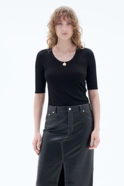 vestir 262DTJ37 negro mujer Filippa K camiseta de lana transparente