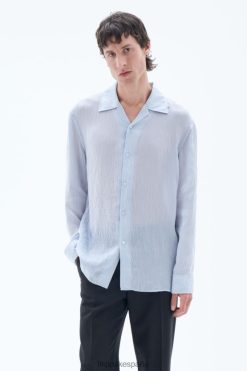 vestir 262DTJ391 azul hielo hombres Filippa K camisa resort arrugada