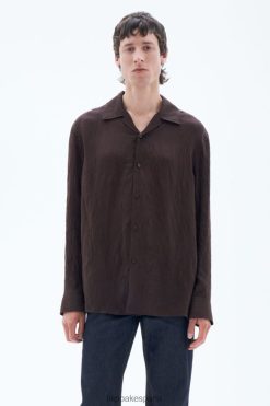vestir 262DTJ399 chocolate negro hombres Filippa K camisa resort arrugada