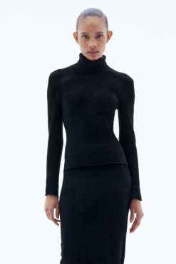 vestir 262DTJ43 negro mujer Filippa K suéter de chenilla con cuello alto