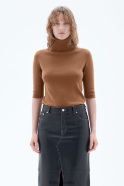 vestir 262DTJ56 camello mujer Filippa K top de merino con mangas al codo