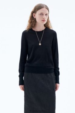 vestir 262DTJ65 negro mujer Filippa K suéter de merino con cuello redondo