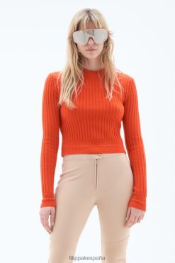 vestir 262DTJ73 naranja roja mujer Filippa K suéter de canalé de lana