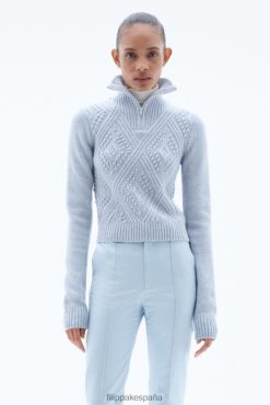 vestir 262DTJ78 azul hielo mujer Filippa K suéter con cremallera y rombos