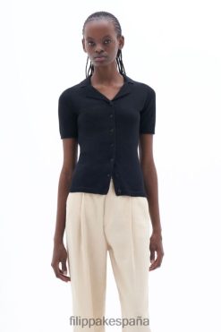 vestir 262DTJ82 negro mujer Filippa K top de punto de lino y algodón