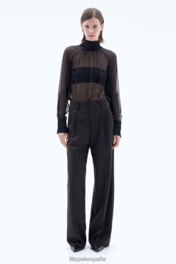 vestir 262DTJ97 chocolate negro mujer Filippa K pantalones de lana darcey